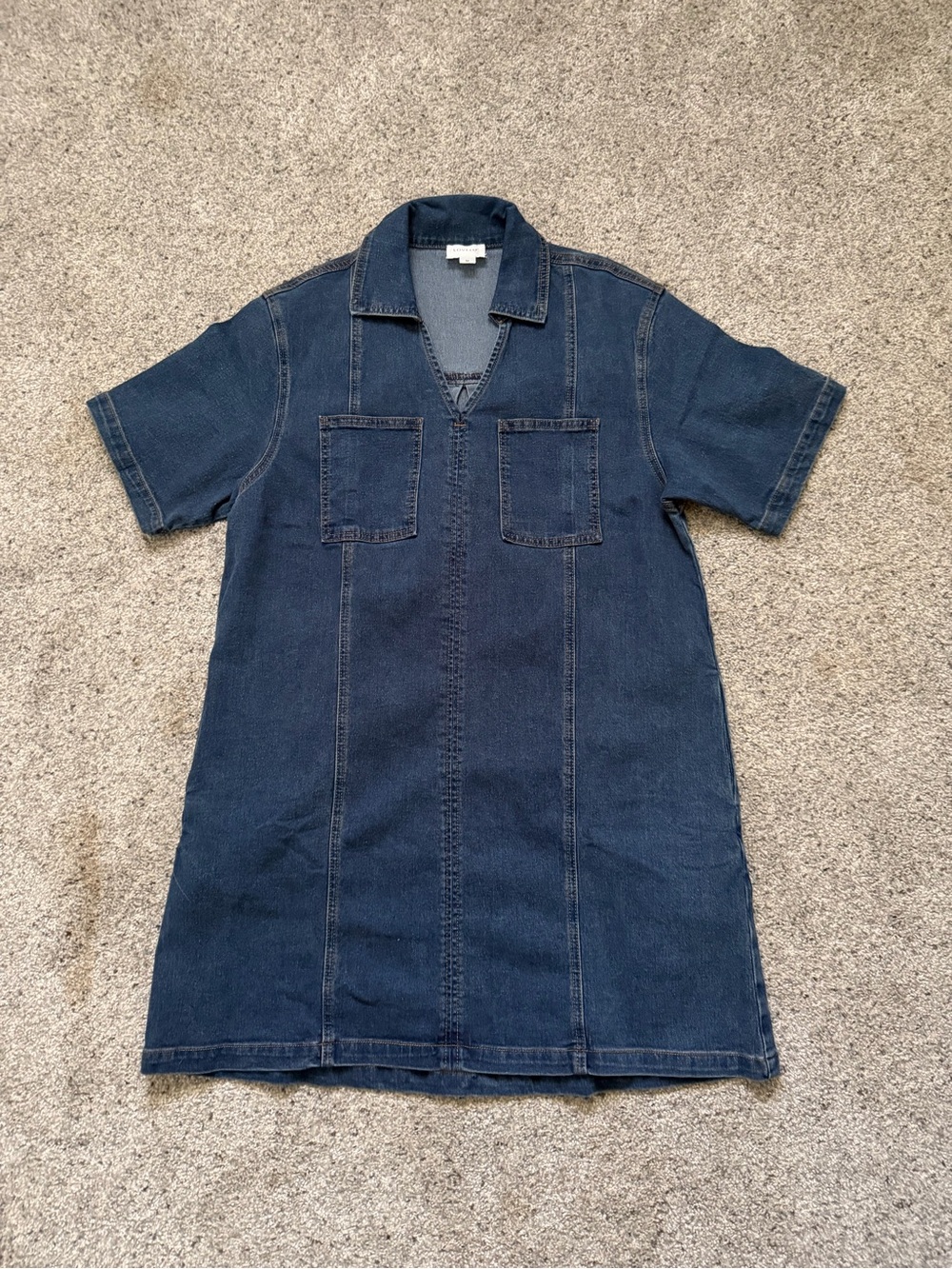 Denim Short-Sleeve Mini Dress